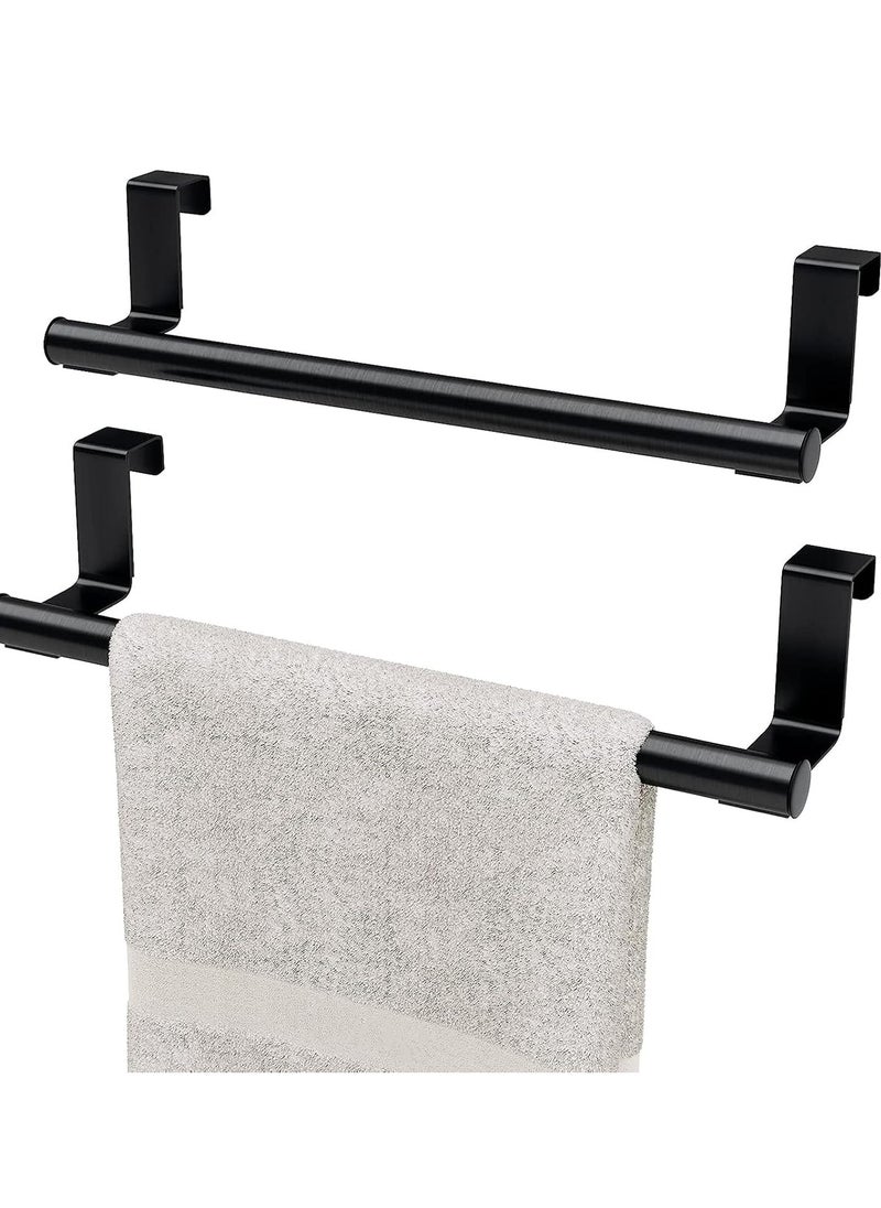 Bukela 2 Pack Over the Door Towel Rail, Black Kitchen Towel Holder with Protective Pads, Stainless Steel Kitchen Towel Rail No Drilling, Rustproof Tea Towel Rail for Cabinet Door, 23.5cm  - Image 1