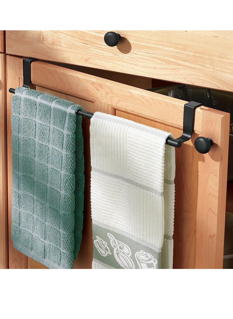 Bukela 2 Pack Over the Door Towel Rail, Black Kitchen Towel Holder with Protective Pads, Stainless Steel Kitchen Towel Rail No Drilling, Rustproof Tea Towel Rail for Cabinet Door, 23.5cm  - Image 2