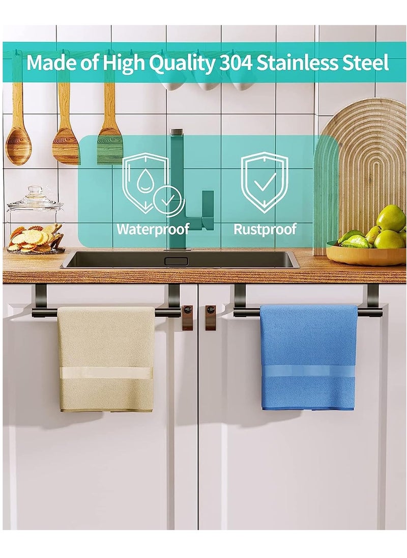 Bukela 2 Pack Over the Door Towel Rail, Black Kitchen Towel Holder with Protective Pads, Stainless Steel Kitchen Towel Rail No Drilling, Rustproof Tea Towel Rail for Cabinet Door, 23.5cm  - Image 5
