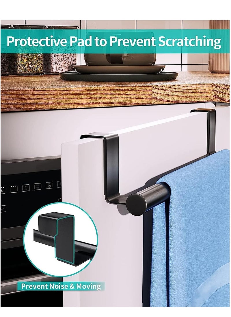 Bukela 2 Pack Over the Door Towel Rail, Black Kitchen Towel Holder with Protective Pads, Stainless Steel Kitchen Towel Rail No Drilling, Rustproof Tea Towel Rail for Cabinet Door, 23.5cm  - Image 4