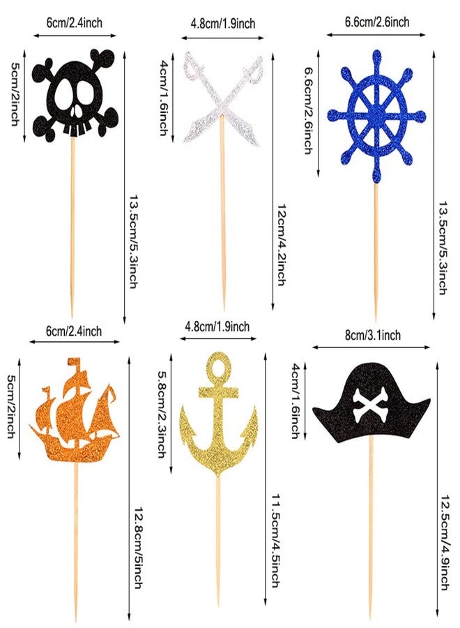 Kawailay Pirate Theme Cake Topper - Pirate Ship, Happy Birthday, Nautical Sail Ship, Cake Picks, Dessert Muffin Toppers for Kids' Boy Birthday Party Decor - Image 2