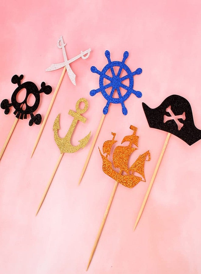 Kawailay Pirate Theme Cake Topper - Pirate Ship, Happy Birthday, Nautical Sail Ship, Cake Picks, Dessert Muffin Toppers for Kids' Boy Birthday Party Decor - Image 5