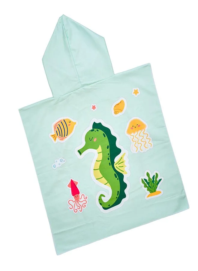 babyqlo Sea Animal Seahorse Print Bath Poncho