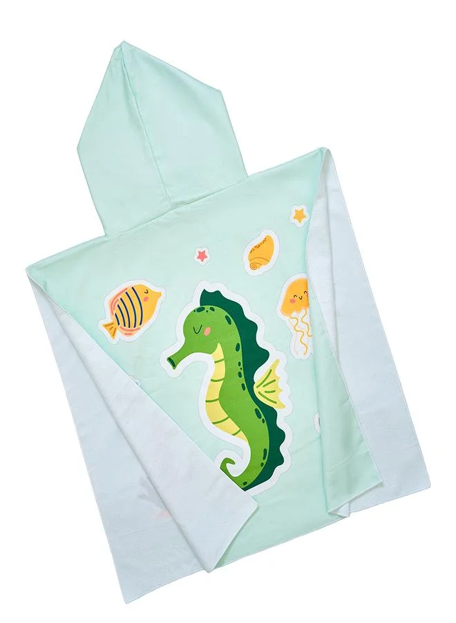babyqlo Sea Animal Seahorse Print Bath Poncho