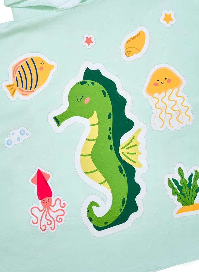 babyqlo Sea Animal Seahorse Print Bath Poncho