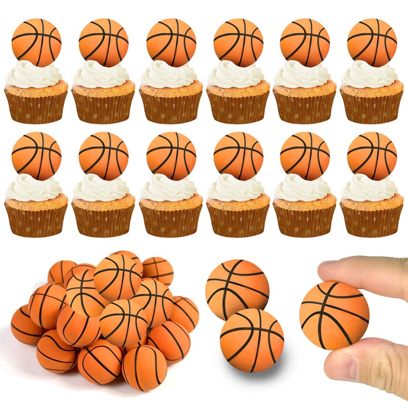 DRWATE 28 PCS Basketball Cake Topper Decorations Mini Cup Cake Decorations for Basketball Sport Birthday Supplies (Style 02) - Image 1
