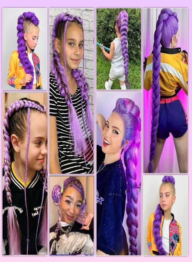SQUISHCO Purple Hair Extensions, Vibrant Purple Hair Wig With 4 Golden Butterfly Clips, Suitable For Cosplay, Fashion Events And Social Media Styling - Image 3