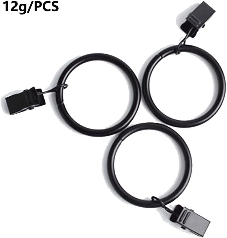 SeeRaphee Metal Drapery Black Curtain Rings With Clips Interior Diameter 38mm/1.5 Inch Electroplating Processing 20PCS - Image 2