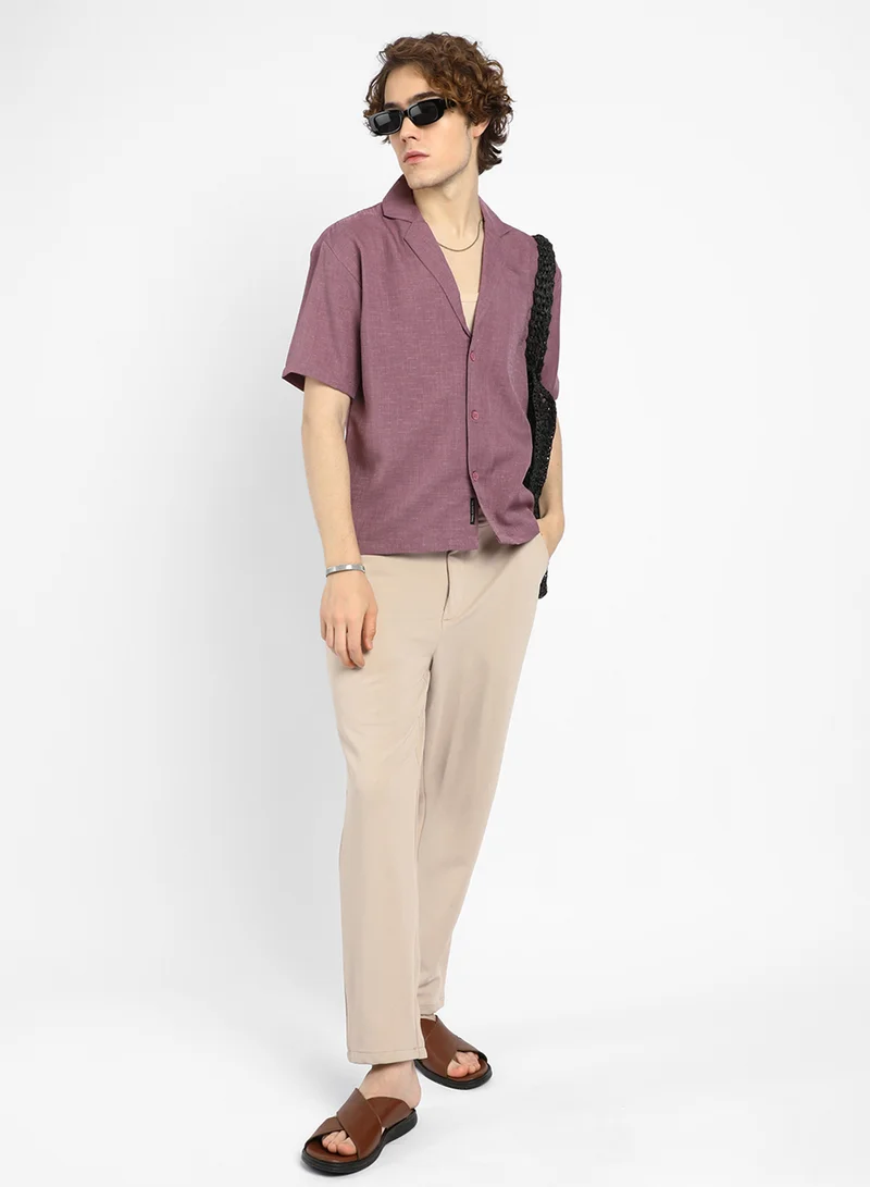 كامبوس سوترا Men's Brick Red Heathered Korean Oversized Shirt