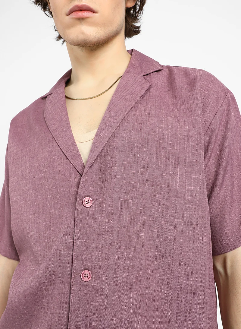 كامبوس سوترا Men's Brick Red Heathered Korean Oversized Shirt
