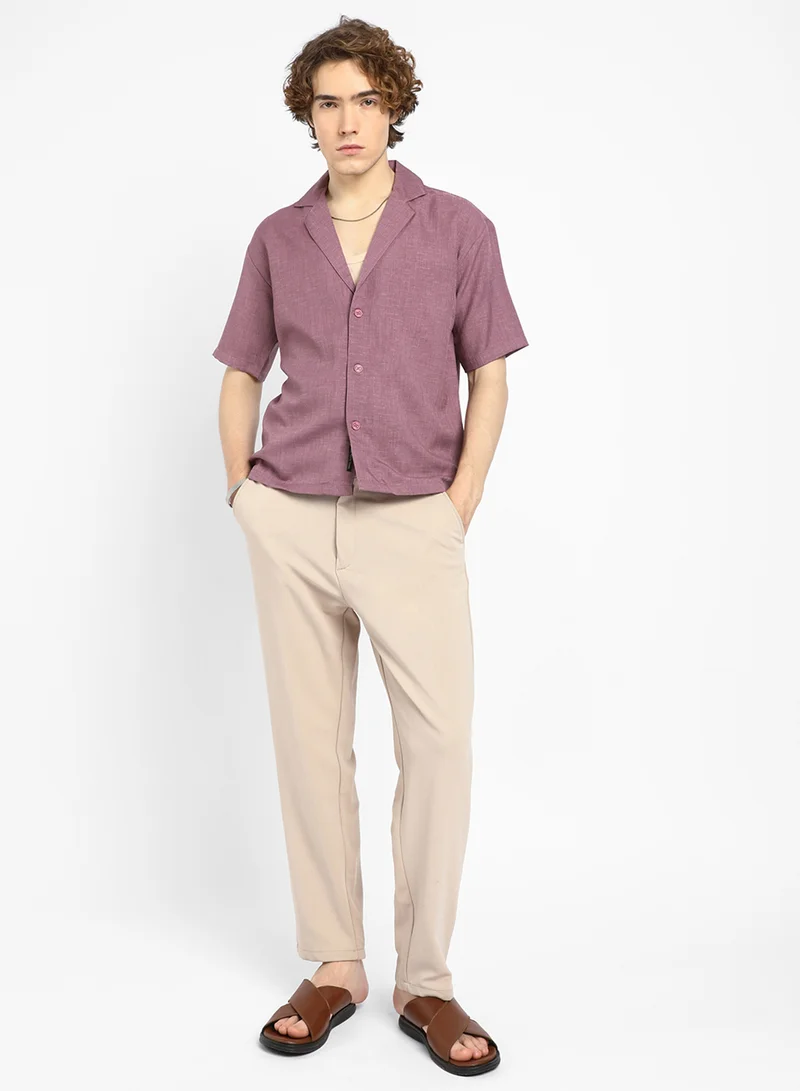 كامبوس سوترا Men's Brick Red Heathered Korean Oversized Shirt