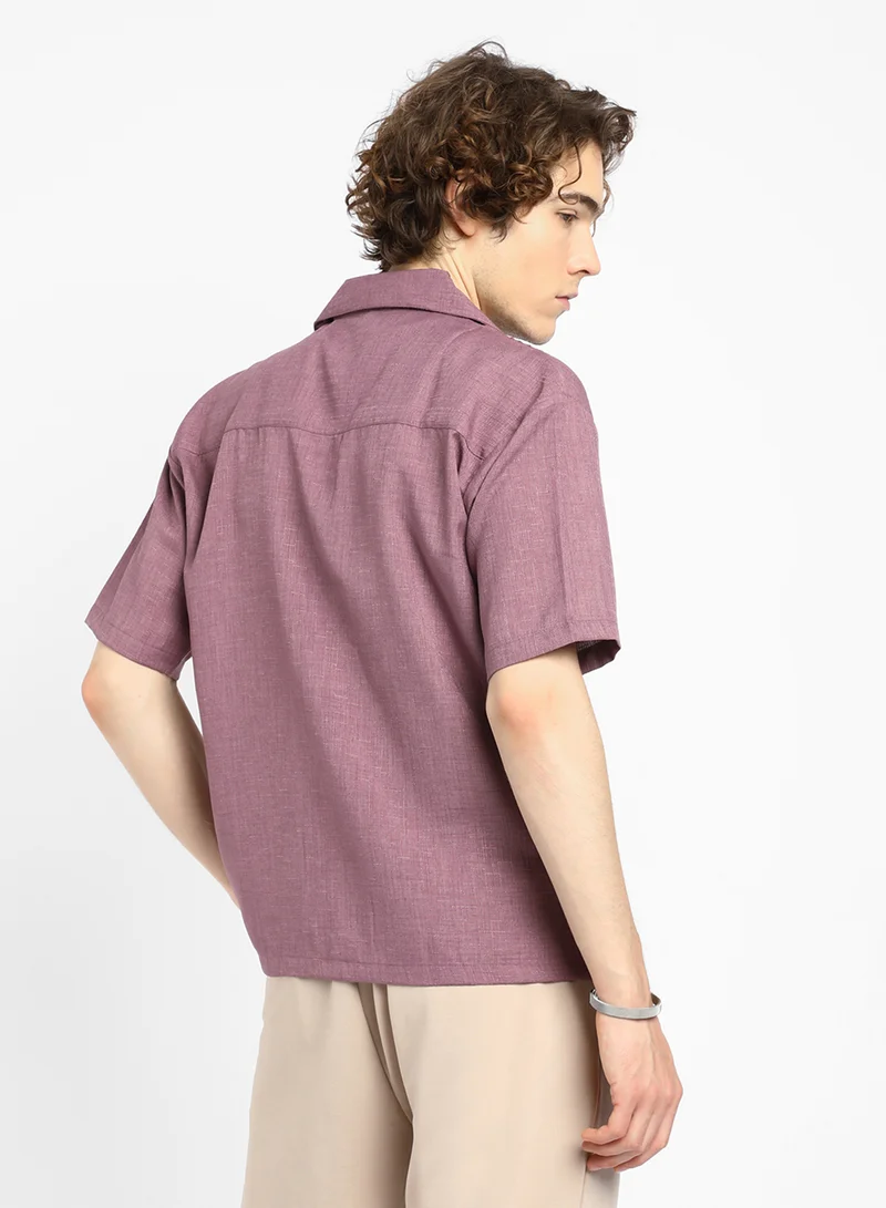 كامبوس سوترا Men's Brick Red Heathered Korean Oversized Shirt