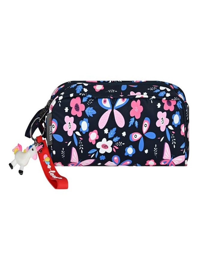 ABLE 1 Compartment Multi Print Pouch, Pen/Pencil Case, Stationery Bag, Backpack, For Girls - School/College/Casual Pouch Navy Blue., 40 L - Image 1