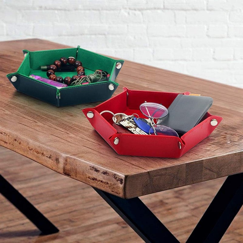 K. T. Fancy Dice Tray 6 Pieces Folding D&D Dice Tray Dice Holder Storage Box for Rolling Dice Games Metal Dice Rolling Tray PU Leather and Velvet - Image 5