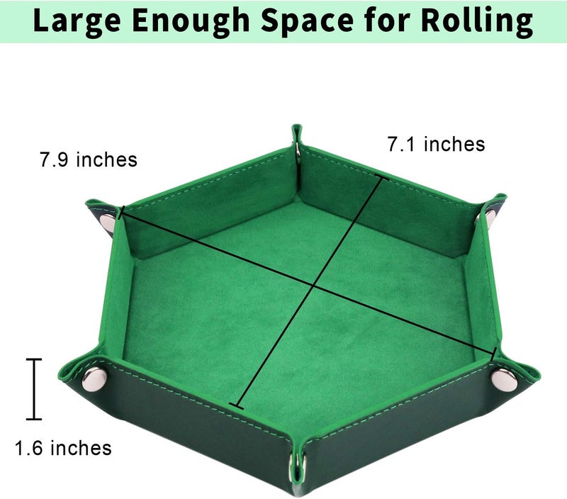 K. T. Fancy Dice Tray 6 Pieces Folding D&D Dice Tray Dice Holder Storage Box for Rolling Dice Games Metal Dice Rolling Tray PU Leather and Velvet - Image 2