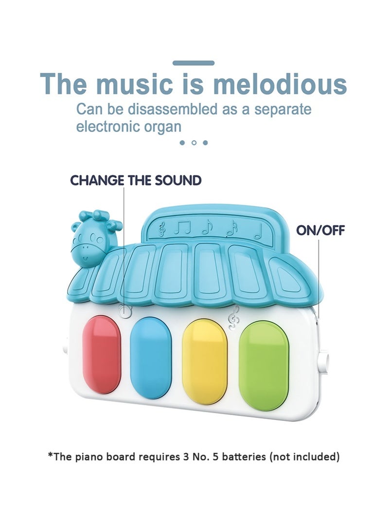VUCATIN Baby Musical Piano Gym with Lights, Infant Play Mat with Grasping Toys, 0-36 Months Baby Piano Mat Early Learning Toy (Blue) - Image 5