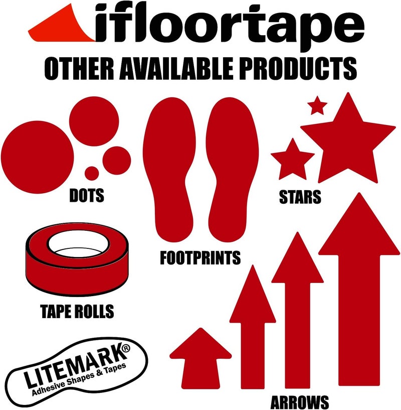 LiteMark Red Arrows - Durable Glossy Red 10 Inch Vinyl Arrow Decals | Floors, Walls, Signs | (Pack of 12 Arrows) - Image 5