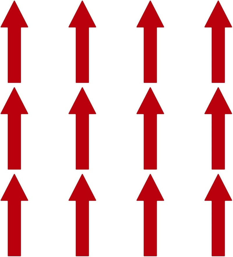 LiteMark Red Arrows - Durable Glossy Red 10 Inch Vinyl Arrow Decals | Floors, Walls, Signs | (Pack of 12 Arrows) - Image 1