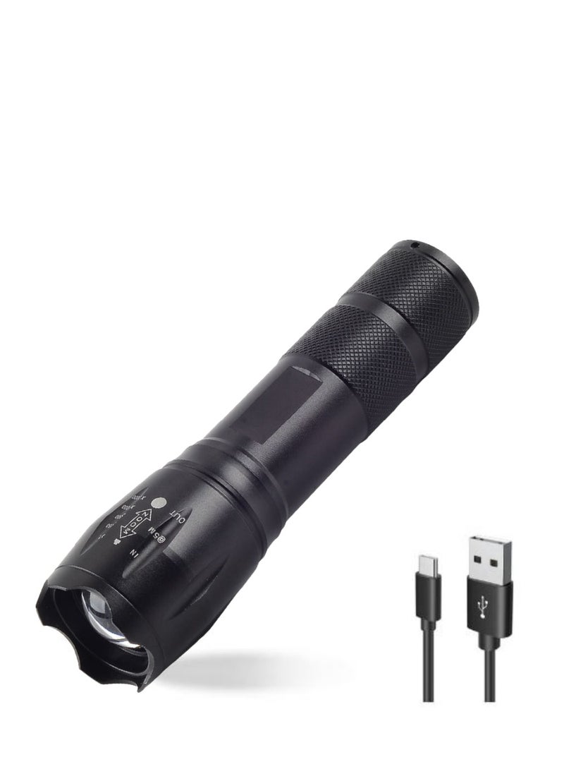 Rechargeable Small Flashlight, 3 Modes Zoomable LED Light, Aluminum Alloy Waterproof & Drop-resistant, Portable Mini Flashlight, Suitable for Home, Outdoor, Car, Cycling, Maintenance Work - Image 1