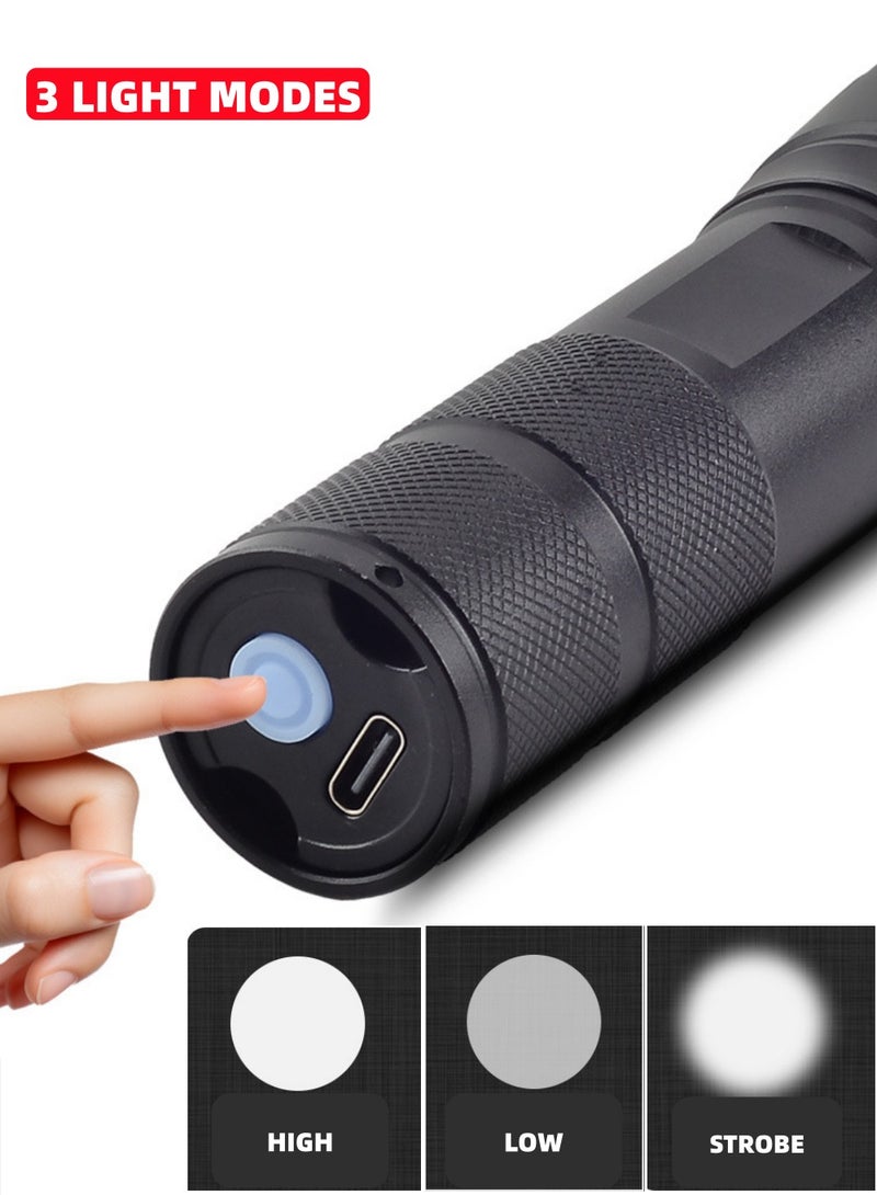 Rechargeable Small Flashlight, 3 Modes Zoomable LED Light, Aluminum Alloy Waterproof & Drop-resistant, Portable Mini Flashlight, Suitable for Home, Outdoor, Car, Cycling, Maintenance Work - Image 5