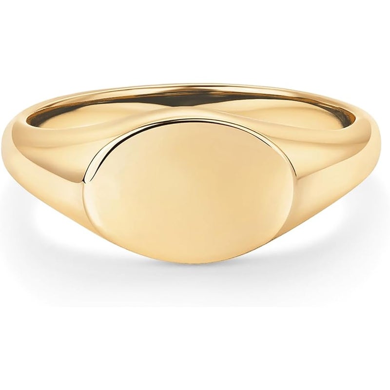 PAVOI 14K Gold Plated Pinky Signet Ring for Women | Lightweight Statement Bands | Chunky Signet Stackable Rings - Image 3