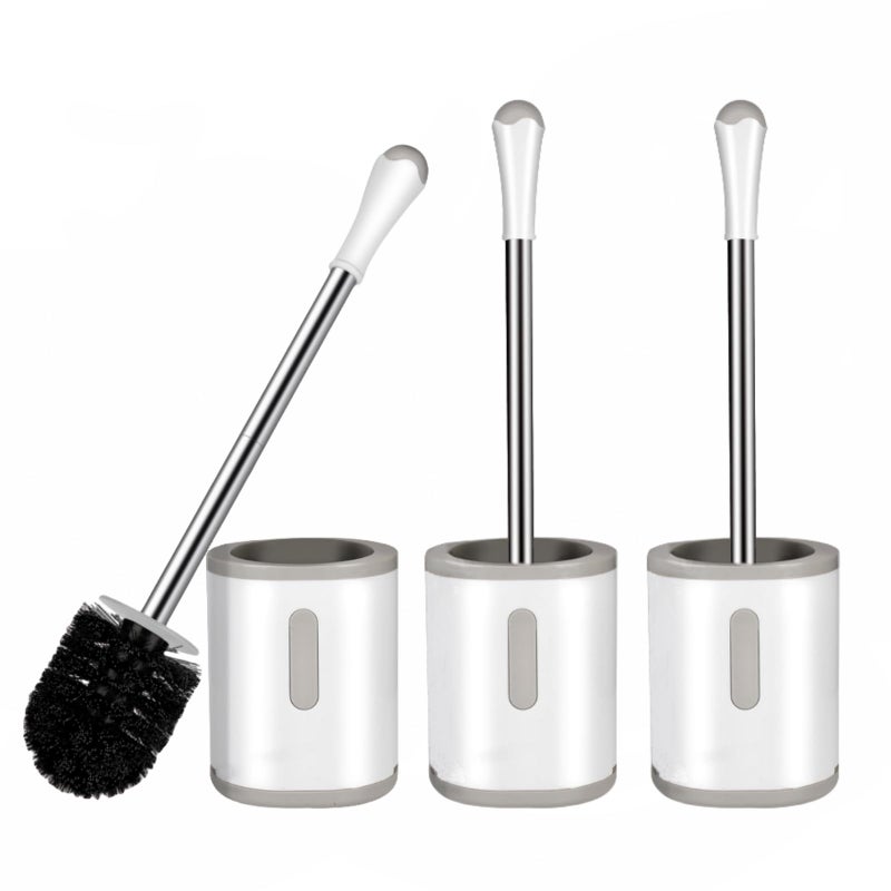 Toilet Brush and Holder 3 Pack Compact Size Toilet Bowl Brush with Stainless Steel Handle Small Size Plastic Holder Easy to Hide Space Saving for Storage DripProof Easy to Assemble Deep Cleaning