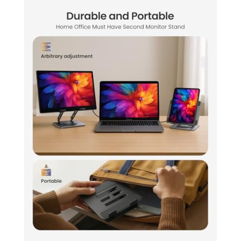 Adjustable Tablet Stand, 360 Rotating iPad Stand with Heavy-Duty Base, Tablet Holder Compatible with 4.7-16.9" Device, iPad Pro Air Mini, Kindle, Surface Tablet, Portable Monitors - Image 4