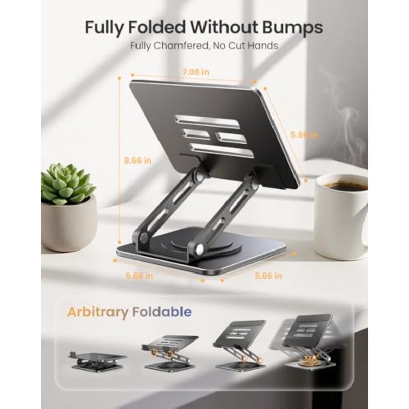Adjustable Tablet Stand, 360 Rotating iPad Stand with Heavy-Duty Base, Tablet Holder Compatible with 4.7-16.9" Device, iPad Pro Air Mini, Kindle, Surface Tablet, Portable Monitors - Image 3