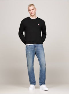 TOMMY JEANS Men's Tommy Badge Jumper With Wool, Black- Recycled Polyester  - Image 5