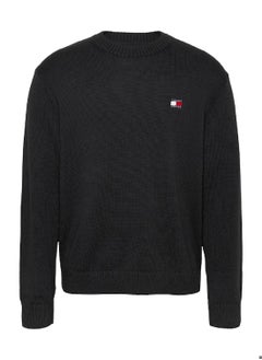 TOMMY JEANS Men's Tommy Badge Jumper With Wool, Black- Recycled Polyester  - Image 2