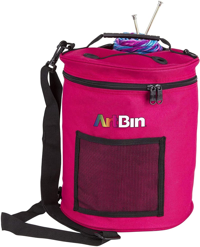 ArtBin 6805SA Yarn Drum, Portable Knitting & Crochet Storage, [1] Poly Canvas Tote Bag, Raspberry - Image 3