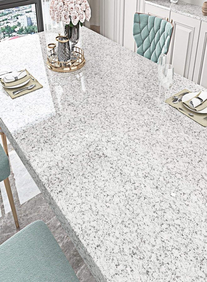 WESTICK Grey Granite Contact Paper Peel and Stick Countertops Waterproof Glossy Marble Vinyl Wrap 17.5"x120" Self Adhesive Removable Terrazzo Wallpaper for Kitchen Tables Backsplash RV - Image 1