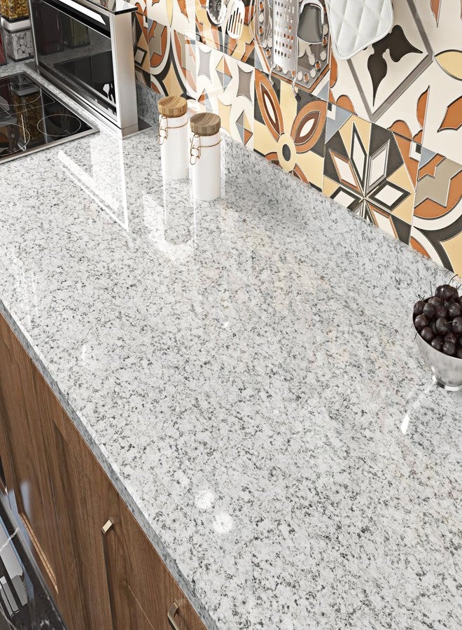WESTICK Grey Granite Contact Paper Peel and Stick Countertops Waterproof Glossy Marble Vinyl Wrap 17.5"x120" Self Adhesive Removable Terrazzo Wallpaper for Kitchen Tables Backsplash RV - Image 2