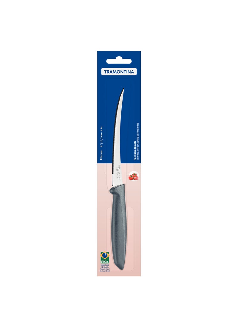 TRAMONTINA Since 1911, Plenus 5" Tomato Knife with Stainless Steel Blade and Gray Polypropylene Handle - Made In Brazil  - Image 1