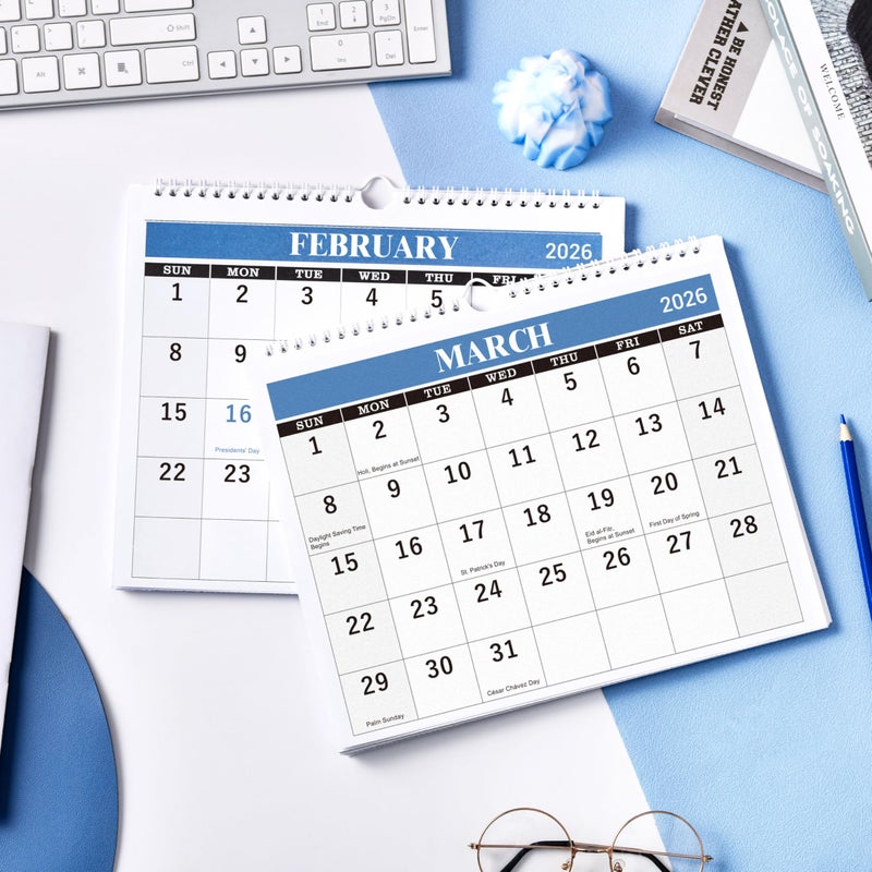 Artfan 2026 Wall Calendar - 3-Month Wall Calendar Display (Folded in a Month), January 2026 - December 2026, 11" x 26", 3 Month Calendar - Haze Blue - Image 2