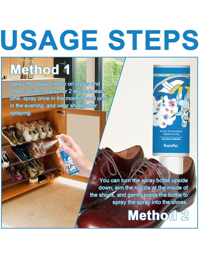 Jaysuing Natural Shoe Deodorizer Spray Muti Purpose Foot Odor for Shoes Sneakers Boots Sandals Shoe Shock Antibacterial Spray  Shoe And Socks Freshener Odor Remover Refreshing Foot Spray  - Image 2