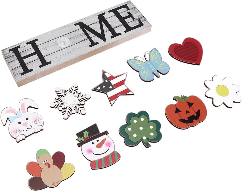 Glomora Home Decoration, Wooden Country Home Decoration Welcome Sign Wall Decoration 10 Interchangeable Icons Letter Decoration Crafts - Image 4