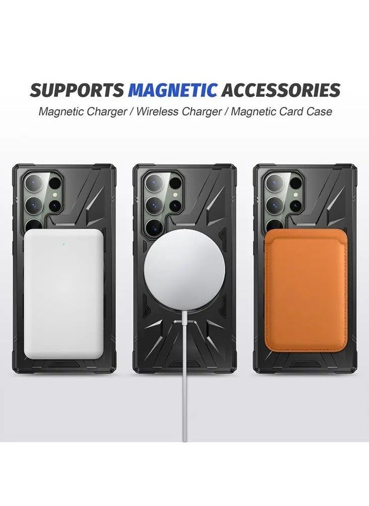 Color Fans - Samsung Galaxy S24 Ultra Case Scratch-resistant Cellphone Cover with 360° Rotatable Kickstand Design - Black - Image 1