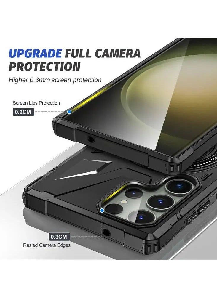 Color Fans - Samsung Galaxy S24 Ultra Case Scratch-resistant Cellphone Cover with 360° Rotatable Kickstand Design - Black - Image 1