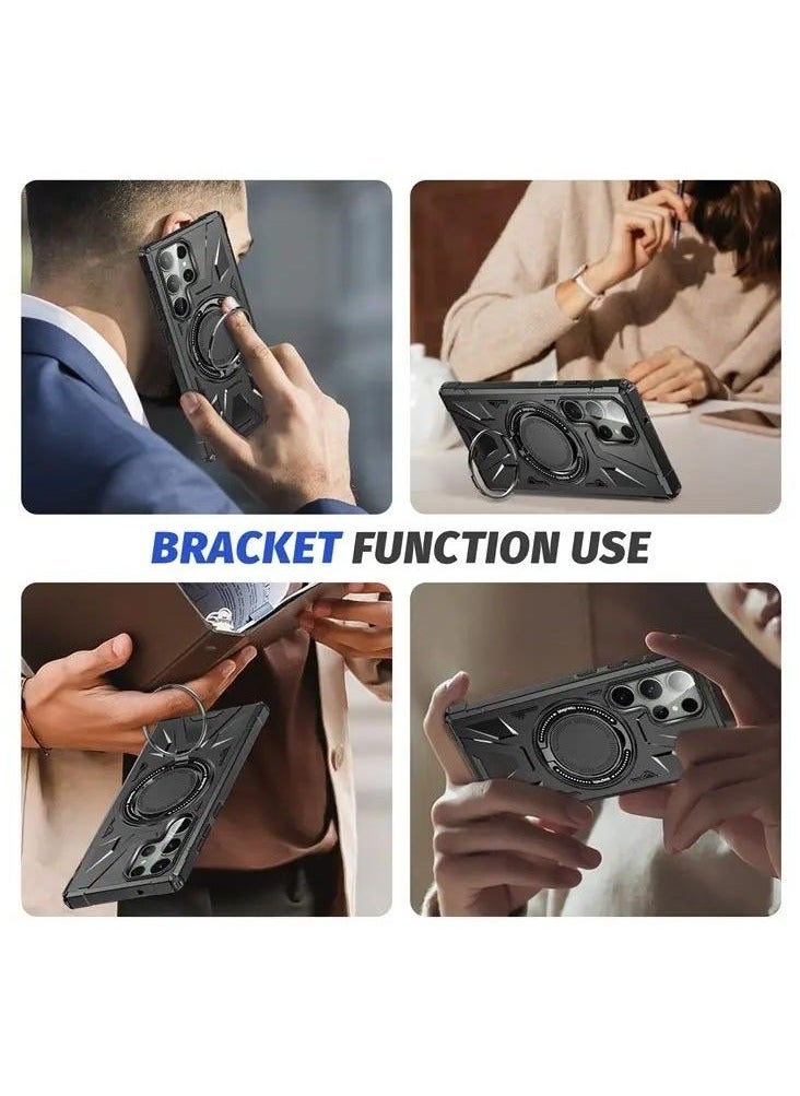 Color Fans - Samsung Galaxy S24 Ultra Case Scratch-resistant Cellphone Cover with 360° Rotatable Kickstand Design - Black - Image 1