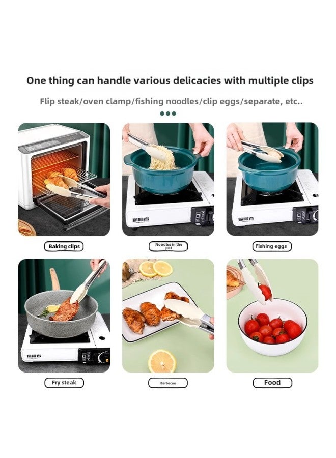 Foreign Trade Small Teana Silicone Clip High Temperature Kitchen Food Fried Stainless Steel Fried Steak Clip Burning Gift Generation-Color:[High Temperature Resistance] Large Silicone Clip Anti-scald Gloves Oil Brush  - Image 4