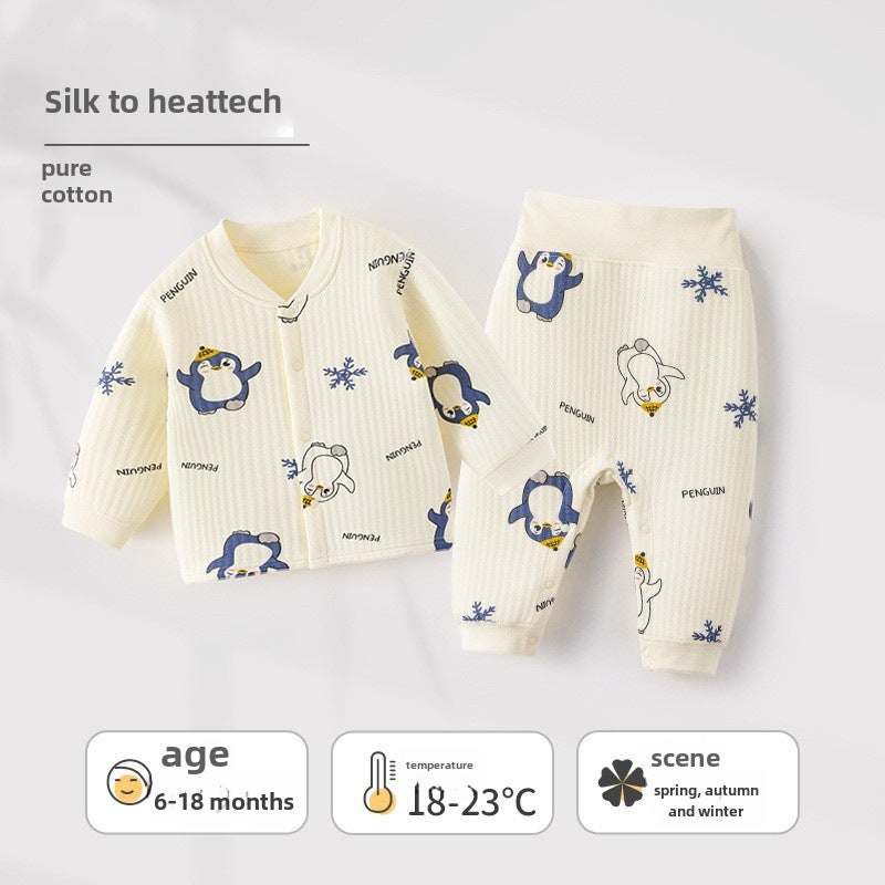 Infant Cotton-Padded Suit Winter Warmth Blue penguin 