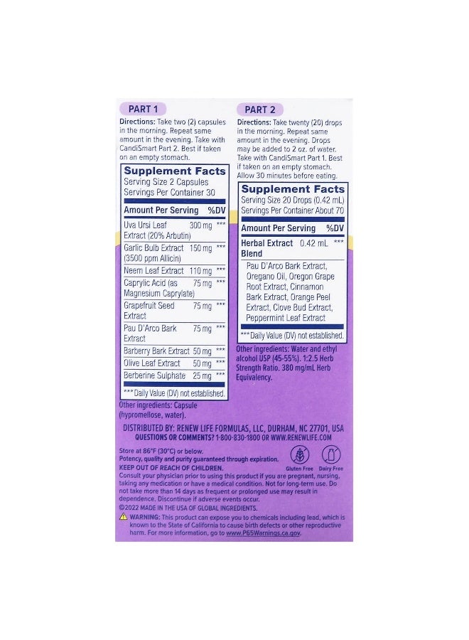 Renew Life, CandiSmart Cleanse, 14-Day Targeted Cleanse, 2-Part (Packaging may vary) - Image 2