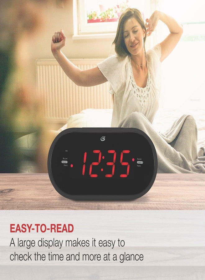 GPX C253B Dual Alarm Clock AM/FM Radio with 1.2-Inch Red LED Display (Black) - Image 3