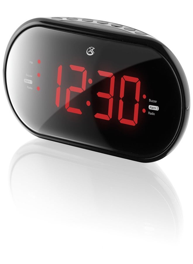 GPX C253B Dual Alarm Clock AM/FM Radio with 1.2-Inch Red LED Display (Black) - Image 1