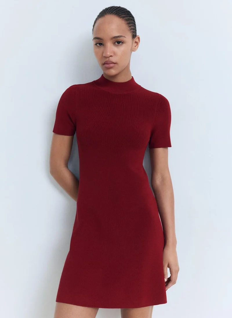 MANGO Perkins-neck knitted dress