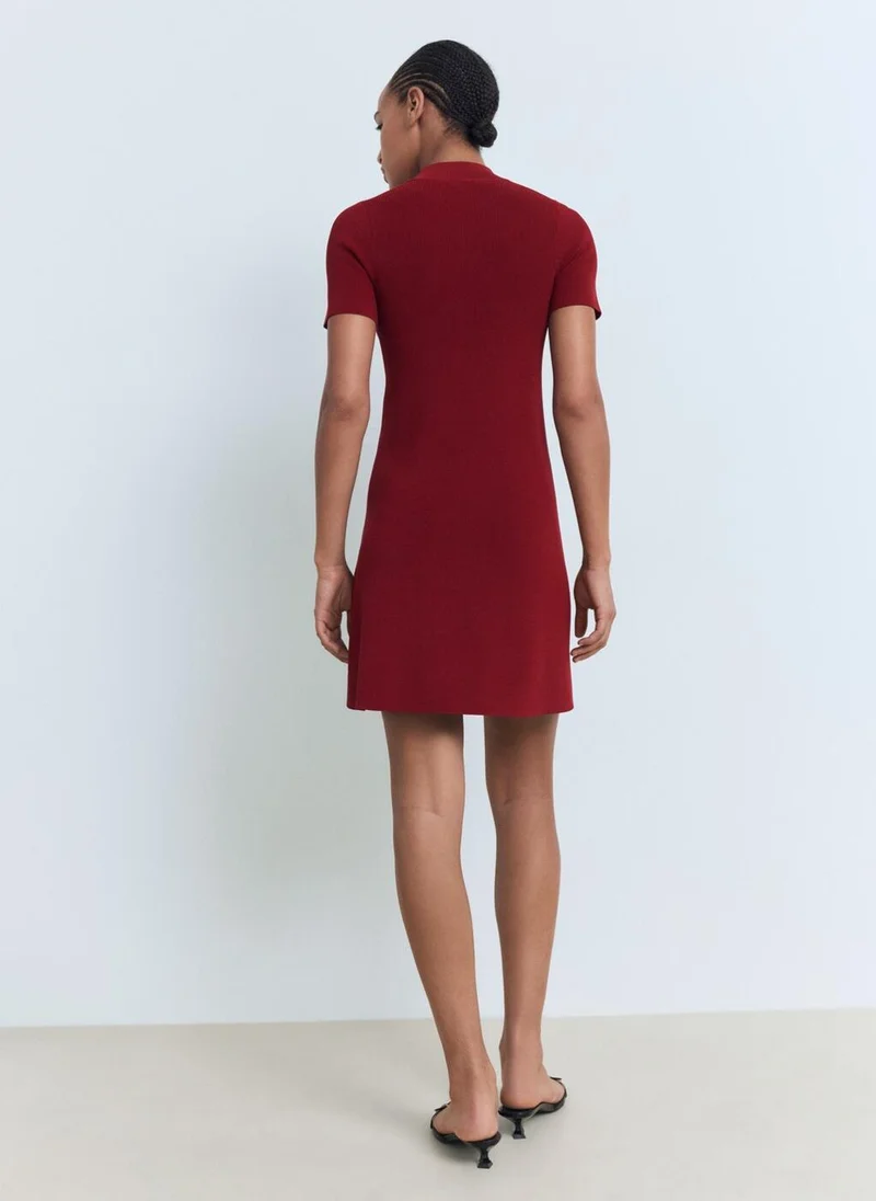 MANGO Perkins-neck knitted dress