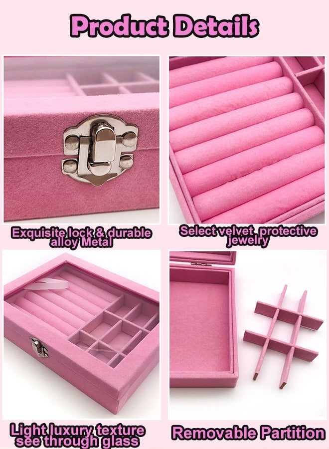 زي سي إم - هابي مجموعة صنع الأساور الملونة المكونة من 76 قطعة مع صندوق مجوهرات مربع وردي من أجل هدية المجوهرات اليدوية للبالغين والأطفال - Image 4