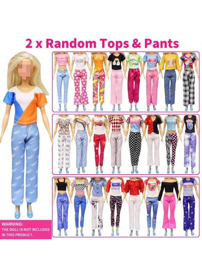 Ecore Fun 36 Pcs 11.5 inch Doll Clothes and Accessories Including Suitcase Shoes Rack Handbag Fashion Dresses Slip Dresses Top and Pants Sets Shoes Necklace Crown Perfect for Dolls - Image 3
