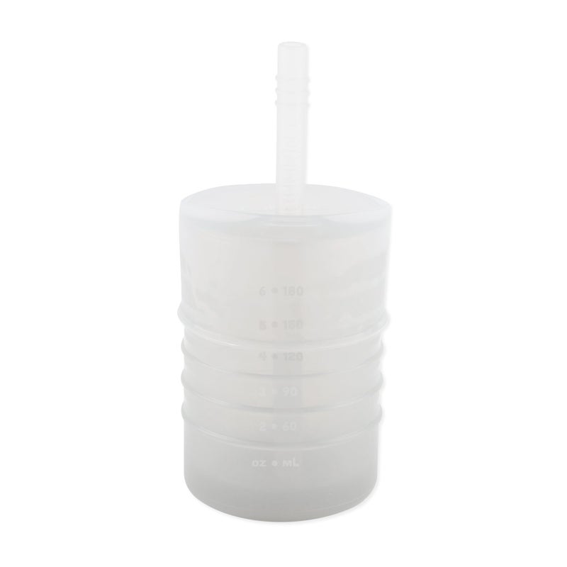 Bumkins Baby and Toddler Cups Sippy Cup with Straw Spill Proof Transition Cup for Babies Ages 1 Year Safely Sip from Lid Straw or Cup First Year Supplies Platinum Silicone Holds 7oz Gray